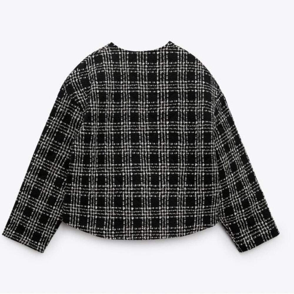 Zara TEXTURED WEAVE QUILTED JACKET Size Medium NWT - image 8